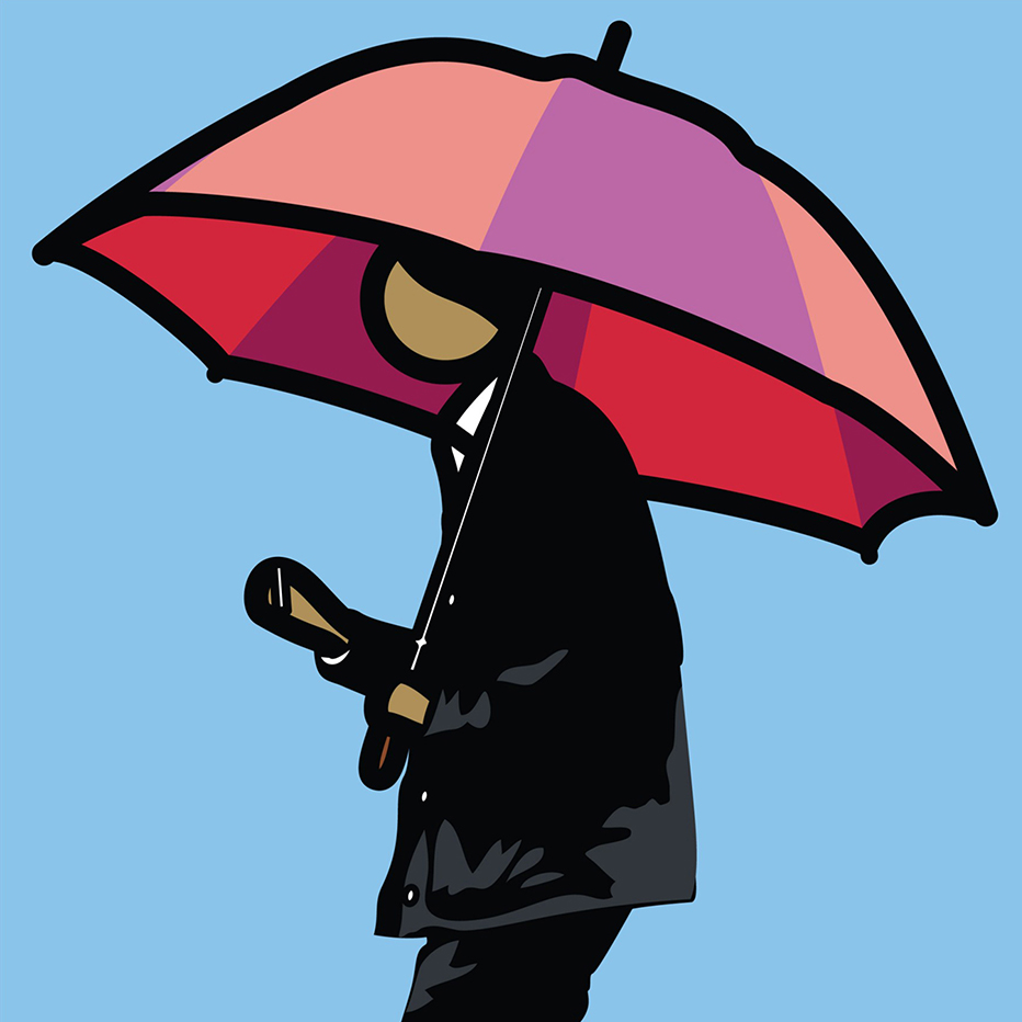 Man Smoking With Umbrella