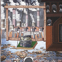 Raga Hindol, - The Singing of a Sewer Man in Manhole & The Rising Chimneys of Cityscape. From the series " Ragamala - Songs of Anthropocene". Part II