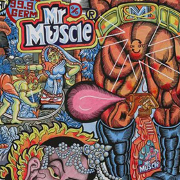 The act of Redrawing Mr Muscle (Triptych) - Close up                                                                                                                                                    