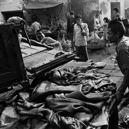 Workers loading leather, Tangra, Calcutta                                                                                                                                                               