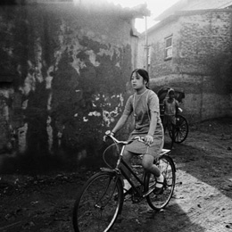 School girl on cycle, Tangra, Calcutta                                                                                                                                                                  