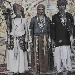 Three Gauri Dancers with a Feather                                                                                                                                                                      