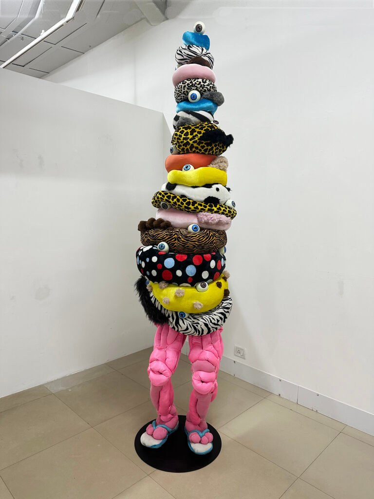 Siddhartha Kararwal | Compulsive Baggage | 2023 | Stuffed fabric | 98(H) x 23(W) x 23(D) Inches