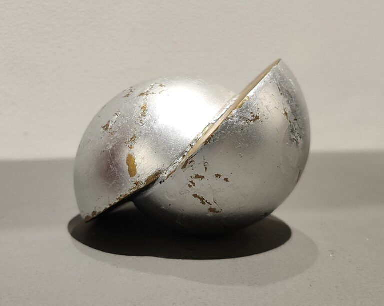 Teja Gavankar | Untitled | 2022 | Stainless steel and silver leafing | 2(H) x 3(W) x 2.5(D) Inches