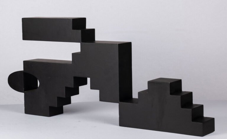 Teja Gavankar | Cuboid | 2022 | Mild steel and black paint | 9.25(H) x 21.5(W) x 2(D) Inches