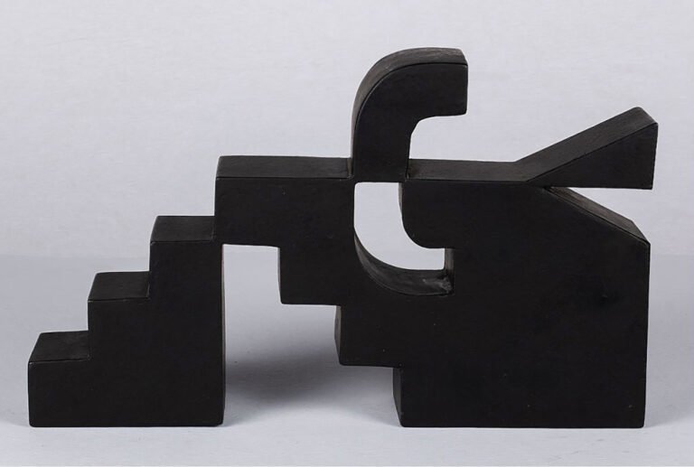 Teja Gavankar | Cuboid | 2022 | Mild steel and black paint | 6(H) x 10.25(W) x 2(D) Inches