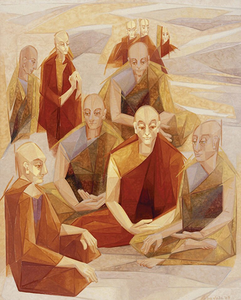 Jehangir Sabavala | The Sangha (The Conclave) | 2007 | Oil Paint on Canvas | 60 x 48 Inches