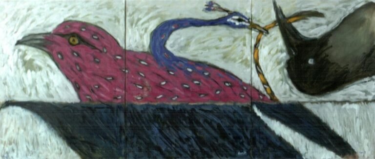 Amit Ambalal | Tug of War (Triptych) | 2006 | Oil on canvas | 30 x 72 Inches