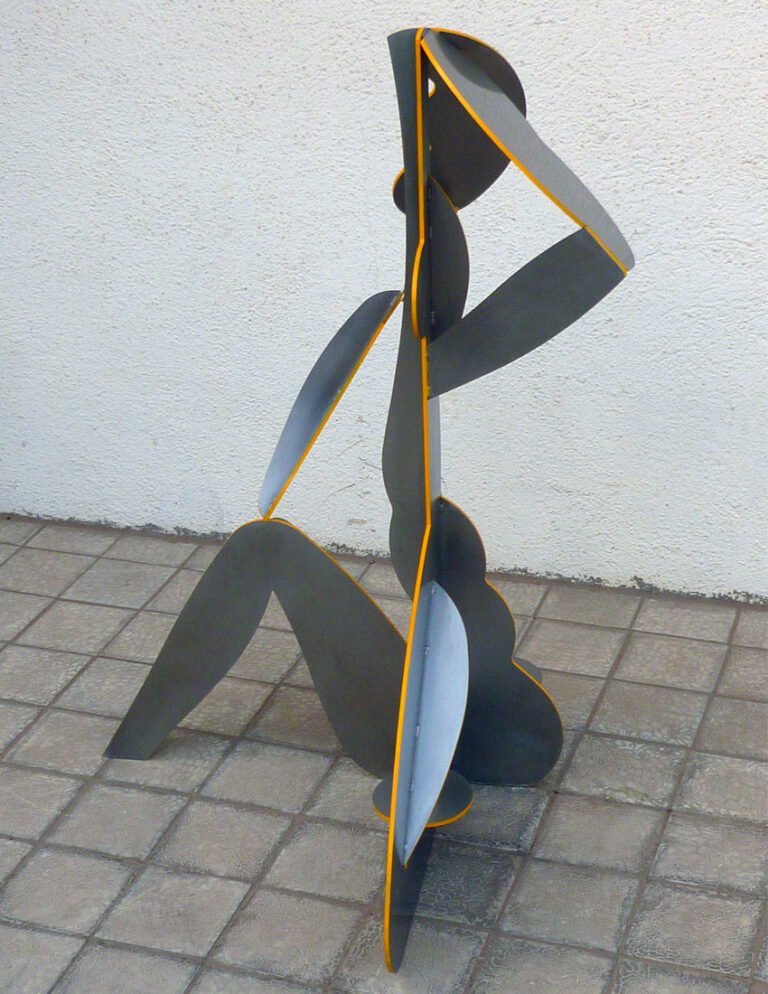 Dhruva Mistry | Seated (Yellowedge) | 2004-2014 | 5mm SS, Epoxy paints | 40(H) x 28.7(W) x 28.5 (D) Inches