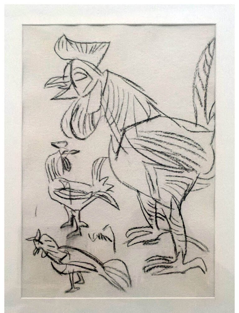 K. G. Subramanyan | Untitled | 2015 | Black and White Gouache on handmade Paper | 16 X 12 inches