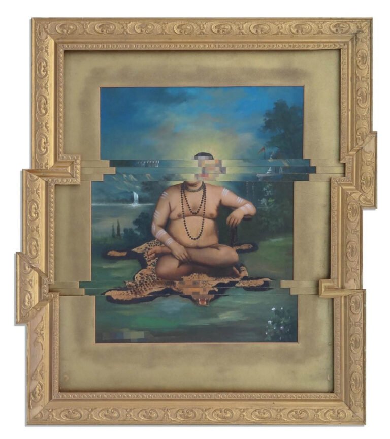 Nandan Ghiya | Download Error|Virtually Extinct 4 | 2011 | Acrylic on photographs & wooden frame | 23 x 20.5 Inches