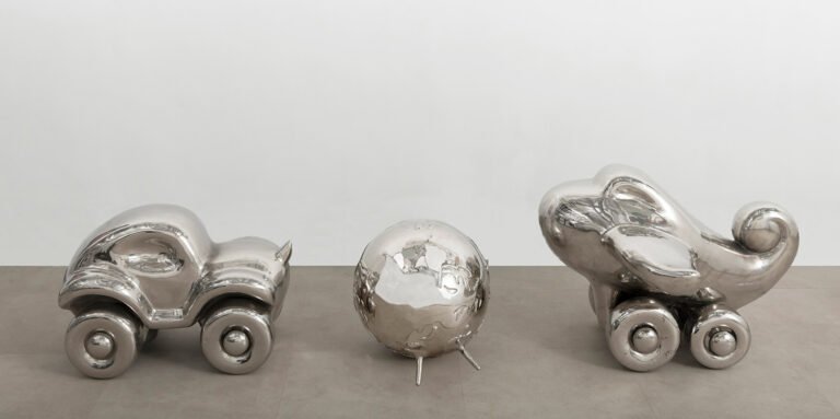 H. G. Arunkumar | Toys: Airplane-Car-Sprung ball | 2006 | Nickel-coated brass, Edition 5 | 38 x 42 x 32 Inches, 17 x 31 x 22, 20 x 20 x 24 Inches