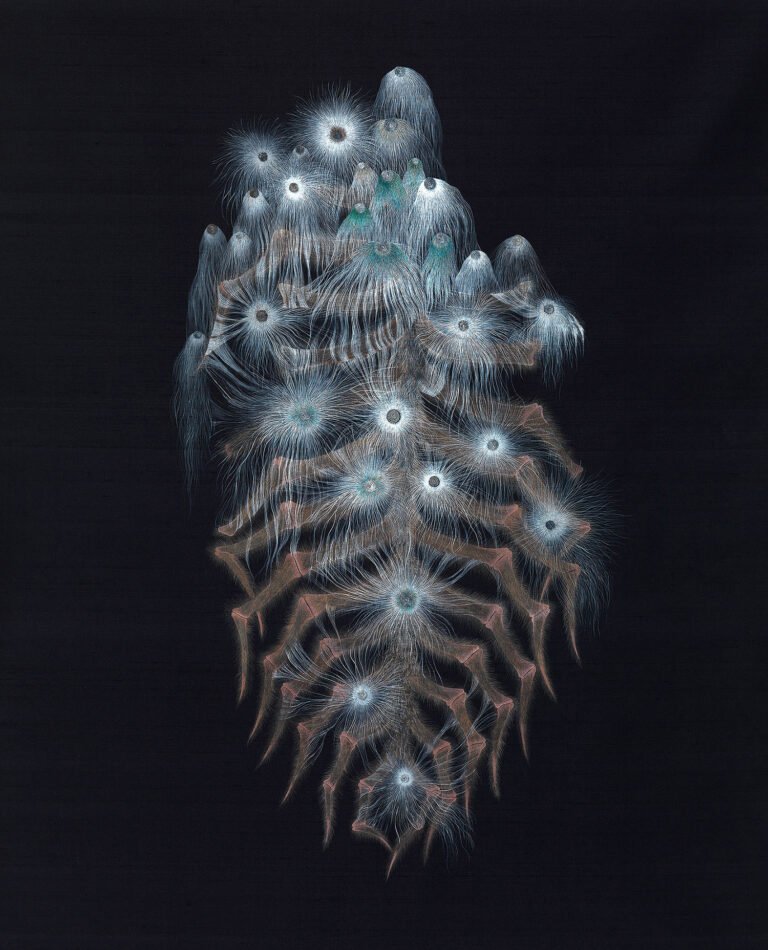 Kim Seola | From Molecules To The Cosmos | 2019 | Ink on silk | 53 x 45 inches