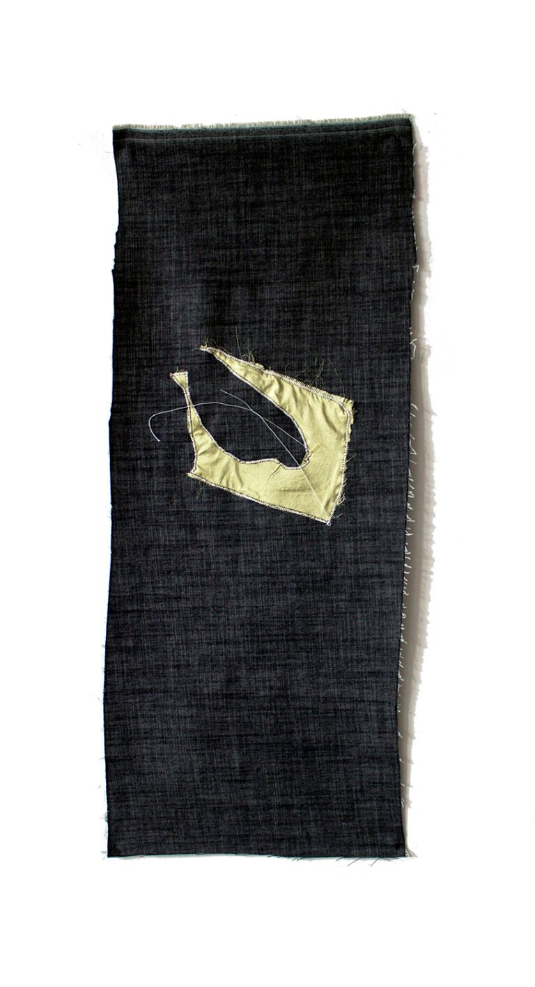 Nidhi Khurana | Residue | 2020 | Denim, natural dyes, silk and stitching | 27.5 x 11.5 Inches