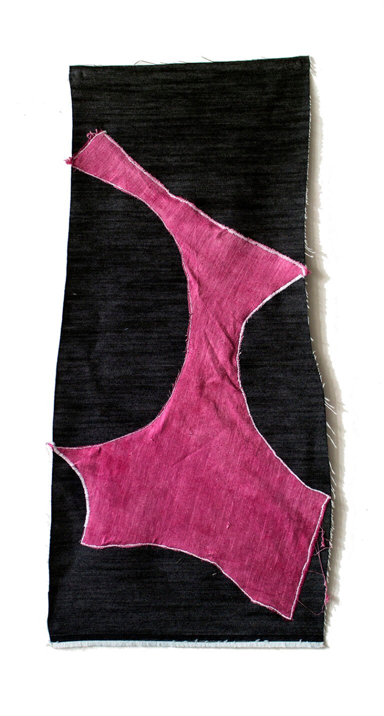 Nidhi Khurana | Residue | 2020 | Denim, natural dyes, silk and stitching | 31 x 15 Inches