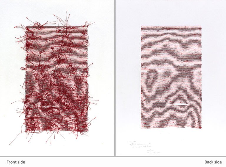 Ratna Gupta | An incomplete letter | 2021 | Silk embroidery thread, graphite pencil on l’aquarelle canson heritage cold pressed cotton paper | 14 x 10.25 Inches