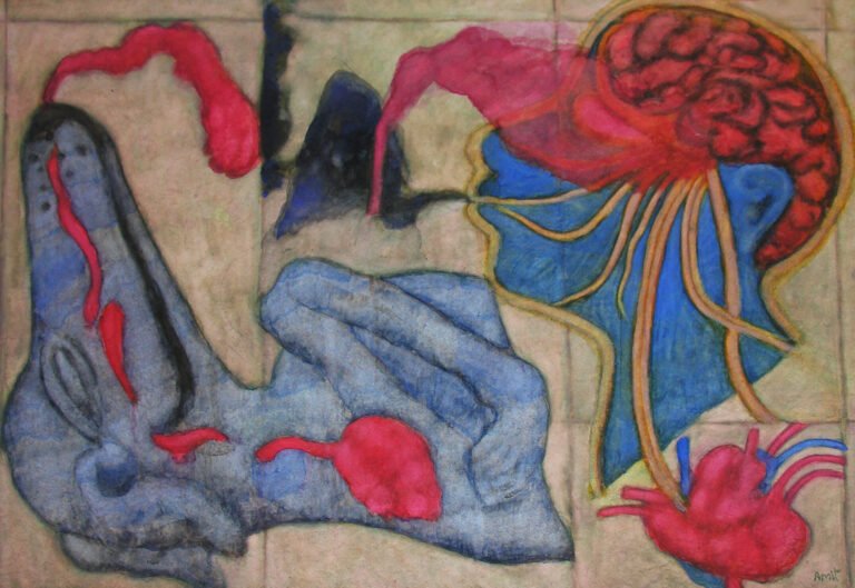 Amit Ambalal | Hearty Chat | 2010 | Gouache on paper | 29 x 20 Inches