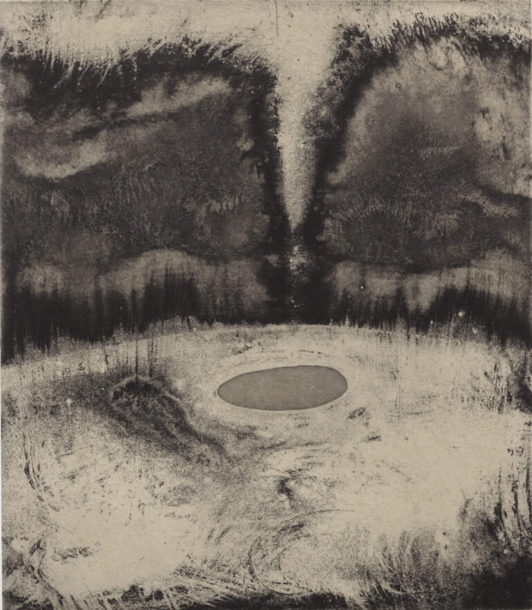 Anish Kapoor | Blackness From Her Womb 4 | 2001 | White background aquatints, from the portfolio of 13, on Fabriano Tiepolo and Gampi paper. Edition of 30 + AP | 17 x 15 Inches