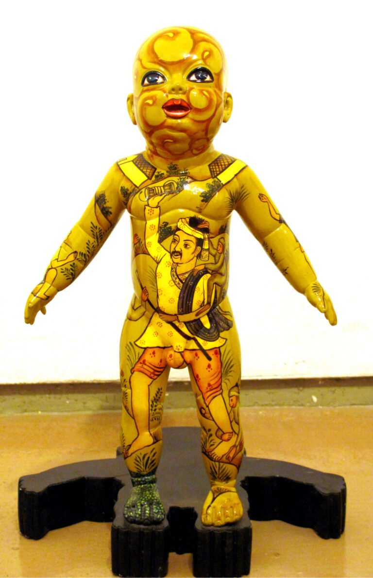 Chintan Upadhyay | Nature God | 2010 | Acrylic on brass with wooden base | 15 (H) x 9.5 (W) x 8 (D) Inches 