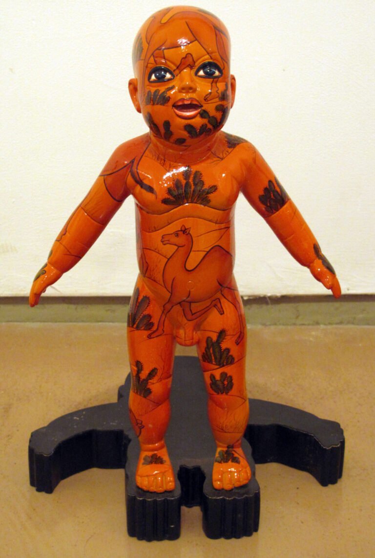 Chintan Upadhyay | Nature God | 2010 | Acrylic on brass with wooden base | 15 (H) x 9.5 (W) x 8 (D) Inches 