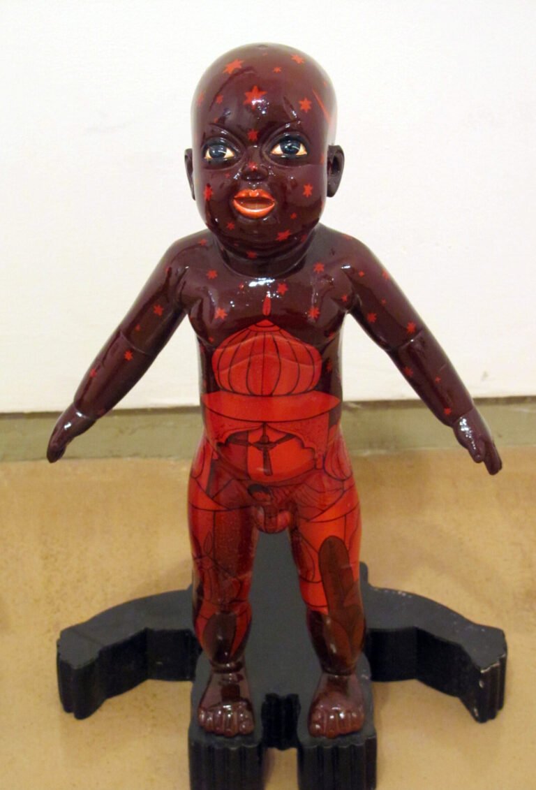 Chintan Upadhyay | Nature God | 2010 | Acrylic on brass with wooden base | 15 (H) x 9.5 (W) x 8 (D) Inches 