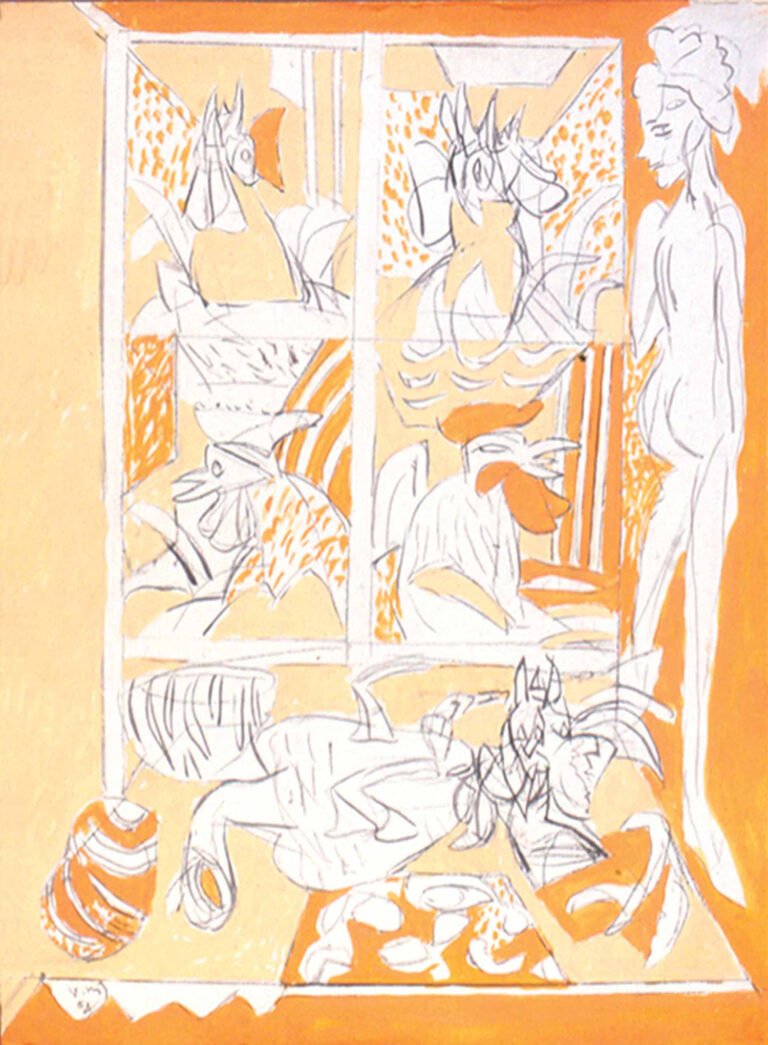 K. G. Subramanyan | Untitled | 2004 | Gouache on handmade paper | 30 x 22 Inches