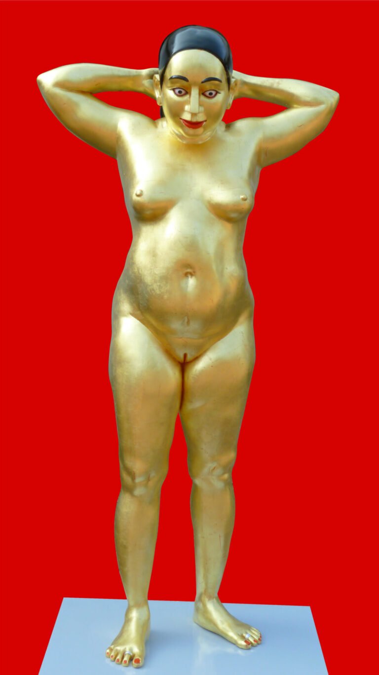 Ravinder Reddy | Untitled | 2010 | Gold Leaf on Painted Fiberglass | 67.5 (H) x 34 (W) x 14 (D) Inches
