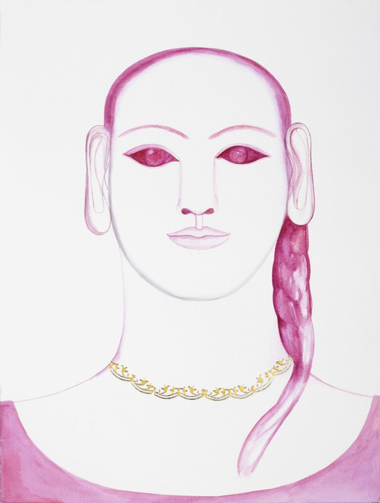 Rekha Rodwittiya | Untitled | 2010 | Water colour and Popular Stickers on Paper | 12.25 x 16.25 Inches