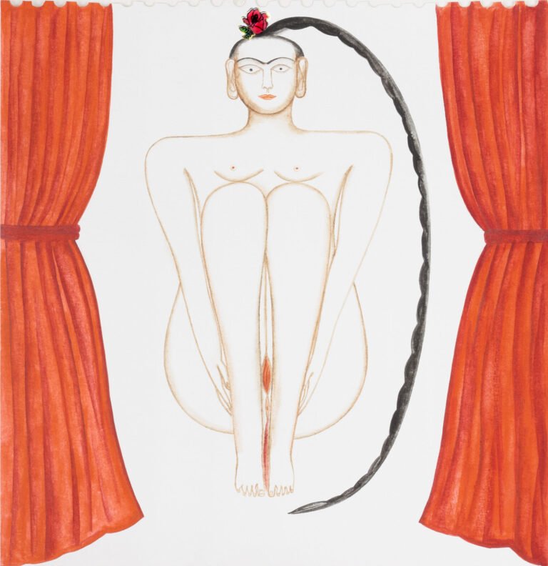Rekha Rodwittiya | Untitled | 2010 | Water colour and Popular Stickers on Paper | 9.25 x 9.5 Inches