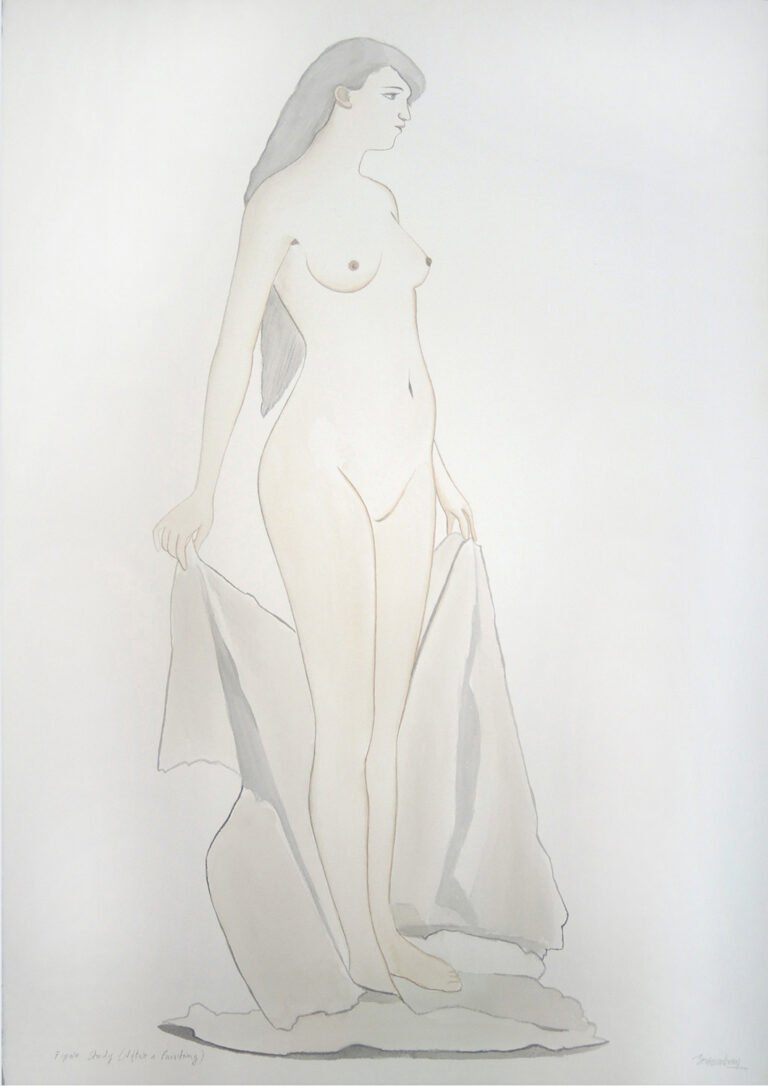 Surendran Nair | Figure Study (After A Painting) | 2013 | Watercolor on paper | 31 x 22.5 Inches