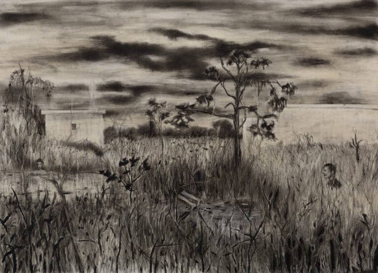 Alok Bal | Hide And Seak | 2020 | Charcoal on paper | 22 x 29 Inches