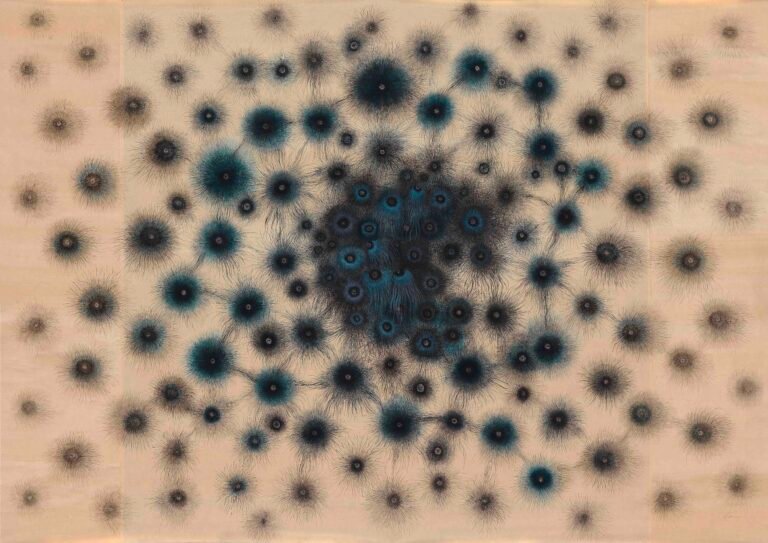 Kim Seola | From Molecules to the Cosmos | 2019 | Ink on silk pasted on paper | 45 x 64 Inches