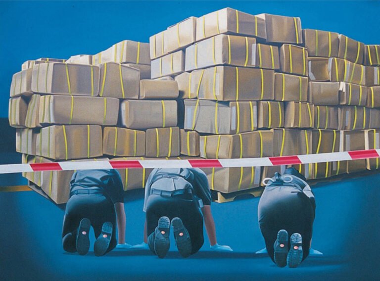 Shibu Natesan | Investigation | Oil on linen | 72 x 96 Inches | 2007