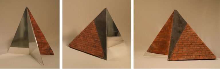 Teja Gavankar | Mountain I | 2025 | Stainless steel, MS, bricks and cement | 15(H) x 15(W) x 15(D) Inches