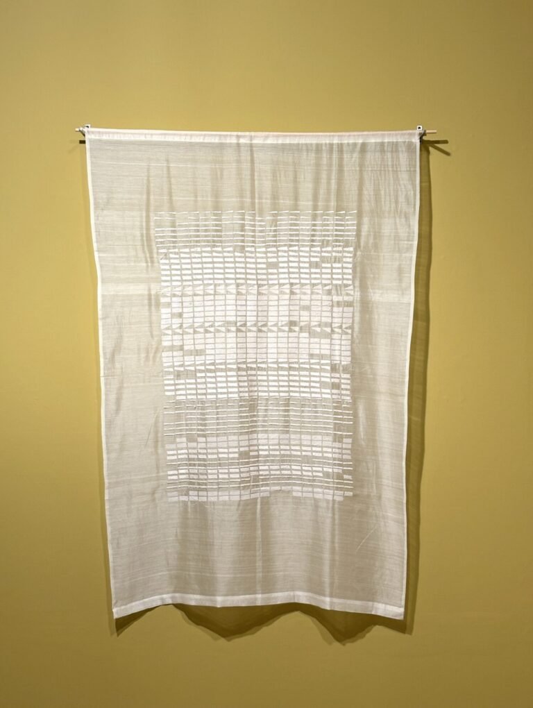 Chetnaa | Kora I | 2024 | Embroidery on hand spun silk (Work in collaboration Prama by Pratima Pandey) | 65 x 43 Inches