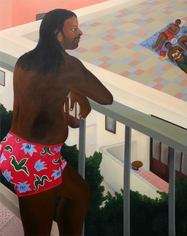 Pallavi Singh | The Bather in the Balcony | Acrylic on canvas | 60 x 48 Inches | 2025