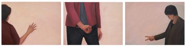 Ritika Sharma | Close to Identify: Rock, Paper, Scissors | 2024 | Oil on panel (Triptych) | 7.5 x 10 Inches each