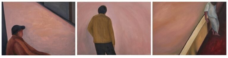 Ritika Sharma | Close to Identify: Bystander | 2024 | Oil on panel (Triptych) | 7.5 x 10 Inches each