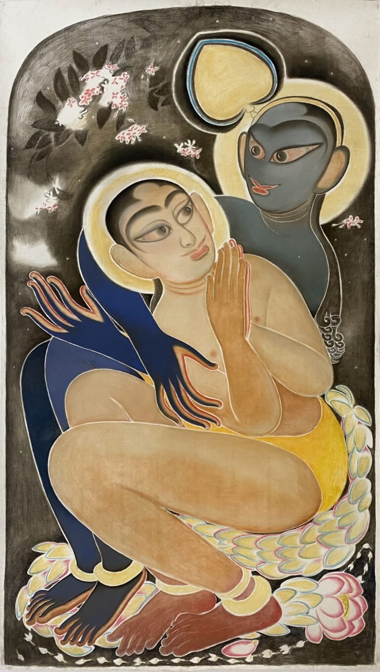 Shine Shivan | Ter Kadamb | 2023 | Sanguine, charcoal and dry pastel on paper | 108 x 59 Inches