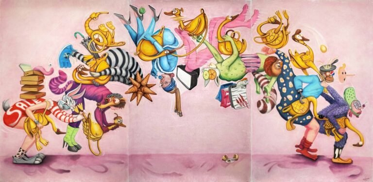 Siddhartha Kararwal | The Perfect Flip | 2025 | Dry pastels on acid free paper (Triptych) | 72 x 144 Inches