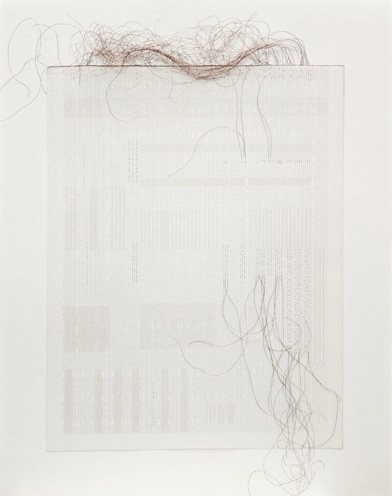 Ankush Safaya | Untitled | 2025 | Laser burnt holes and copper wire on paper | 36 x 28.5 Inches