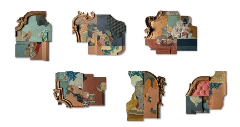 Manjunath Kamath | Fragmented Poem | 2025 | Coloured terracotta (Set of 6 units) | 14 x 10 Inches each