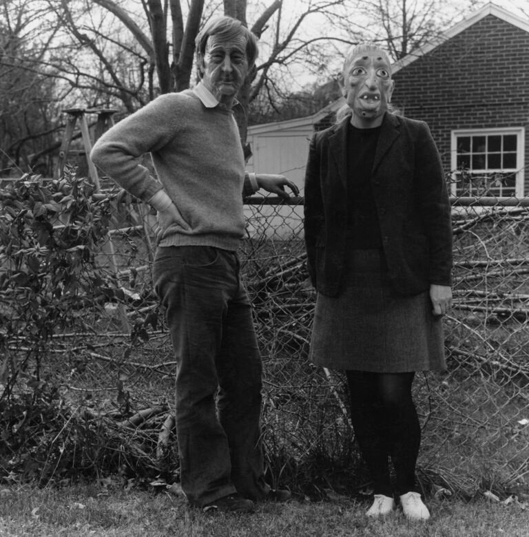 Ralph Eugene Meatyard | Lucybelle Crater and photo professor Lucybelle Crater | 1970-72  | Gelatin silver print | 7 x 7 Inches