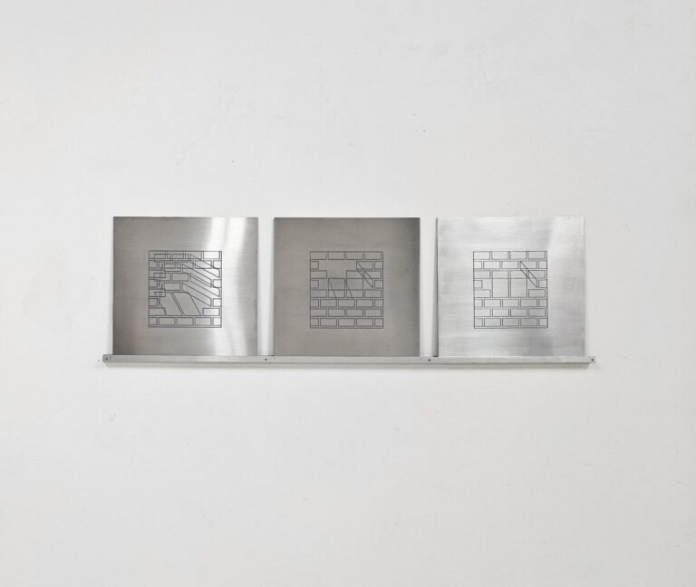 Teja Gavankar | Relocation II | 2025 | Etching on stainless steel (Set of 3 units) | 8 x 8 Inches each