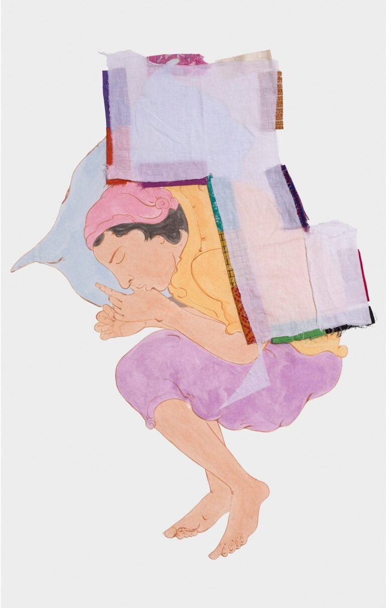 NS Harsha | Drawing 3 | Found cloth and acrylic on paper | 57 x 39 Inches | 2017