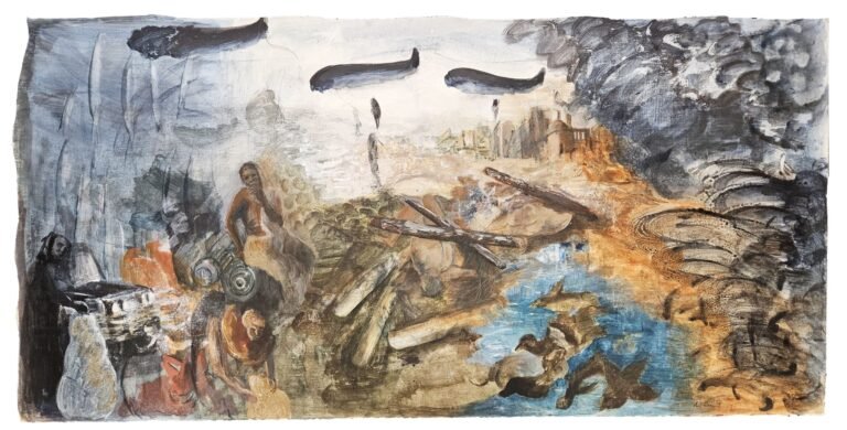 Nalini Malani | Civilisation and Its Discontents | Gouache on paper | 26.5 x 56 Inches | 1991