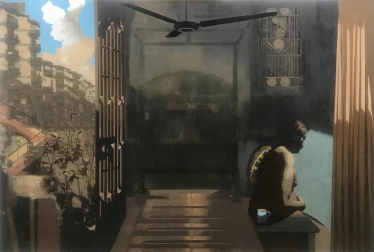 Nataraj Sharma | Winding Man | Oil on canvas | 72 x 108 Inches | 2025