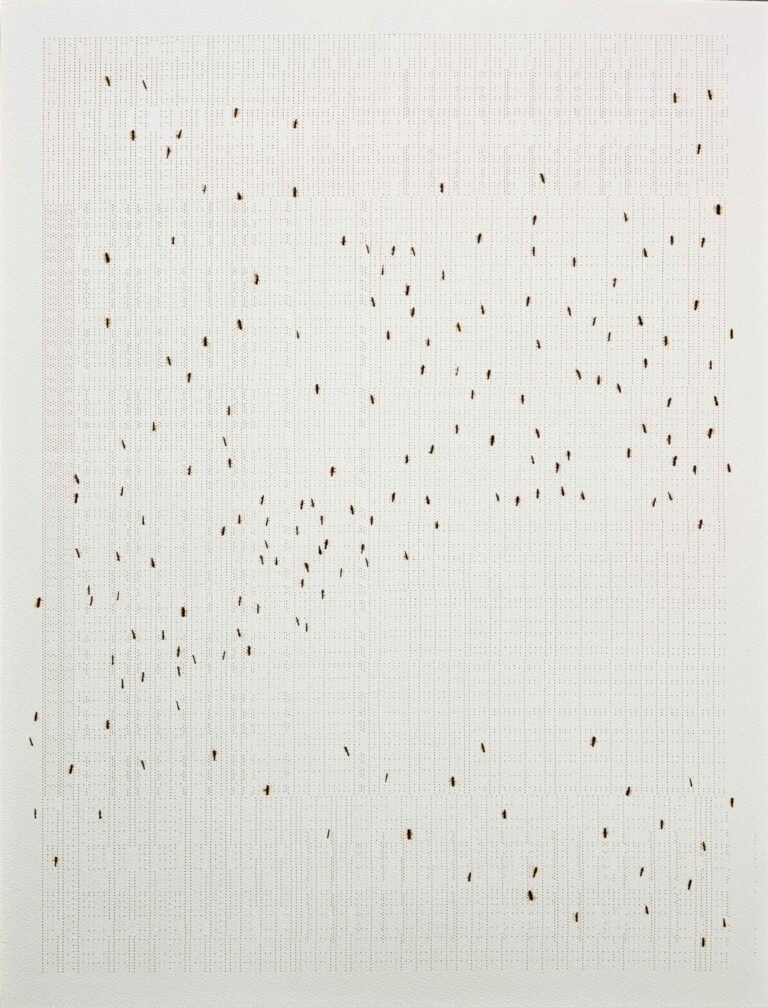 Ankush Safaya | Untitled | 2025 | Burn marks and laser burnt holes on paper | 30 x 22.5 Inches
