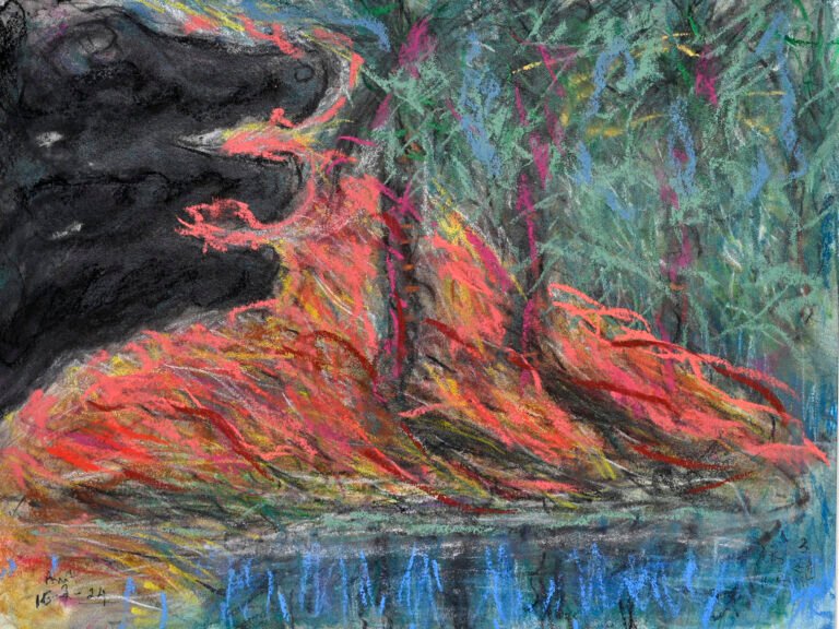 Amit Ambalal | Buffalow Demons of Achalgadh | 2024 | Mixed media on paper | 12 x 16 Inches