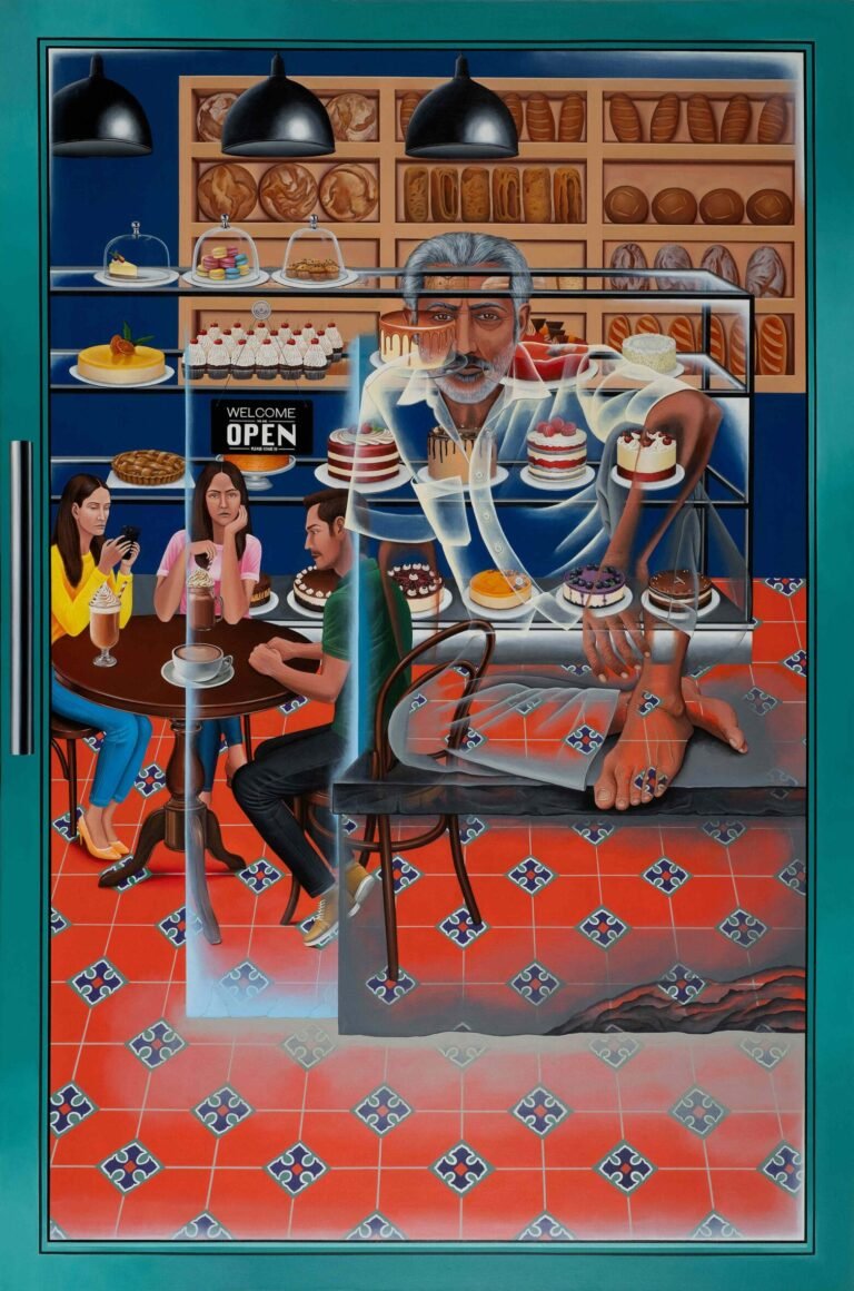 Schön Mendes | The Cake Shop | 2026 | Acrylic on canvas | 72 x 48 Inches